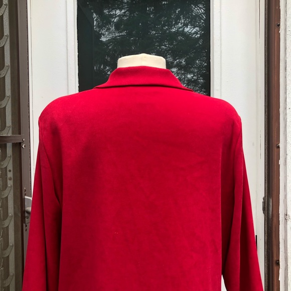 Vintage • Red Blazer Suede-Like Single Button - Picture 9 of 16